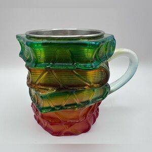 Mug w/ Stainless Steel Insert Green Amber Red Ombré Cup, vintage style